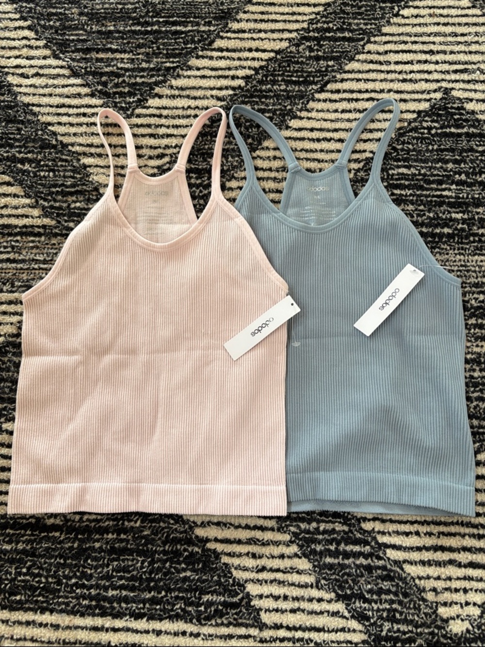 ODODOS Ribbed Tank Top Duo - Light Pink & Dusty Blue